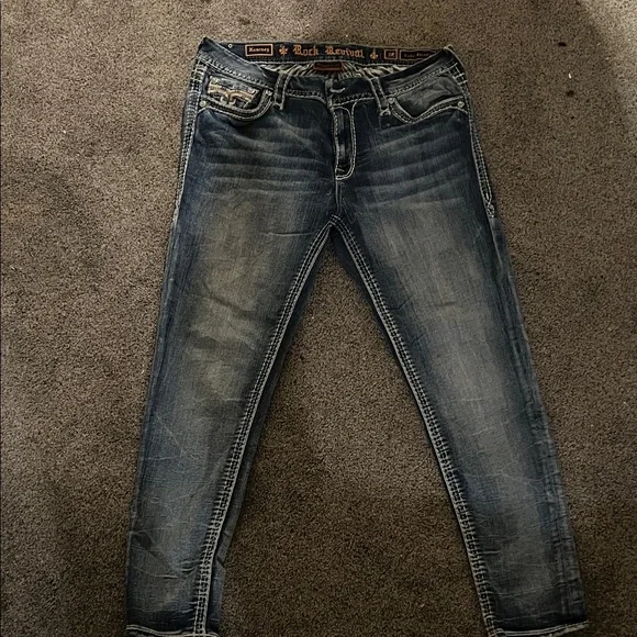 Rock Revival Distressed Blue Skinny Jeans - Picture 1 of 3